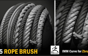 Zbrush插件 – 15种绳子笔刷 IMM Rope Brush for Zbrush