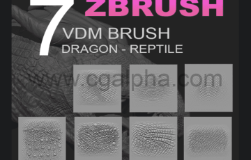 Zbrush笔刷 – 鳞片 VDM 笔刷 eptile/Dragon VDM Pack