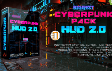 AE/PR模板 – 赛博朋克 Cyberpunk HUD 科幻信号损坏文字标题背景元素动画+视频素材