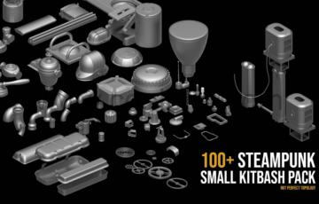100种蒸汽朋克风格模型 Steampunk small Kitbash pack
