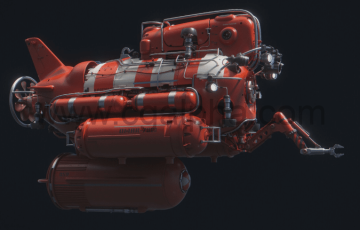 Blender场景文件潜水艇模型场景 Lobster Submersible