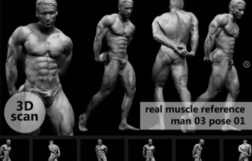 模型资产 – 3D扫描真实肌肉解剖Man03姿势01