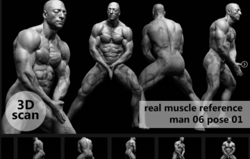 模型资产 – 3D扫描真实肌肉解剖Man06姿势01