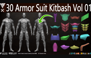 模型资产 – 30种盔甲模型套装 Kitbash 3D