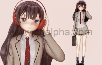 Blender角色建模全流程视频动漫模型 Anime School Girl