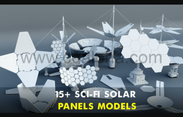 15种科幻风格太阳能电池模型 15+ Sci-Fi Modular solar panels Kit