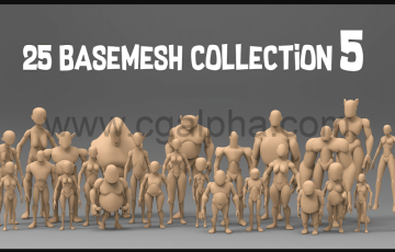 模型资产 – 25 种不同风格人物模型 25 Basemesh collection 5
