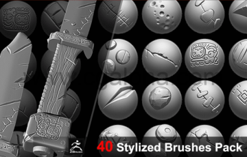 40 种ZBrush风格化画笔资产 40 Stylized Brushes Pack for ZBrush