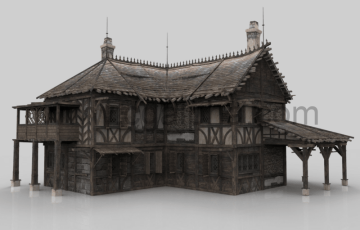 模型资产 – 20套中世纪风格建筑模型 Medieval house fantasy all group Low-poly 3D model
