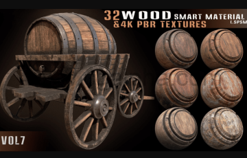 32 种木质智能材质4k PBR 纹理 32 wood smart material + 4k PBR textures – Vol 7