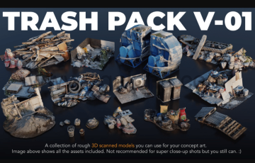 模型资产 – 3D 扫描 Kitbash 资产 Trash Pack V01