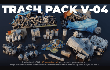 模型资产 – 3D 扫描 Kitbash 资产 Trash Pack V04