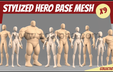 模型资产 – 风格化英雄人物基础模型 Stylized Hero Basemesh Collection