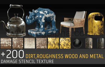 200 种污渍破损金属木材纹理 200 stencils: dirt and damage, roughness, metal, wood