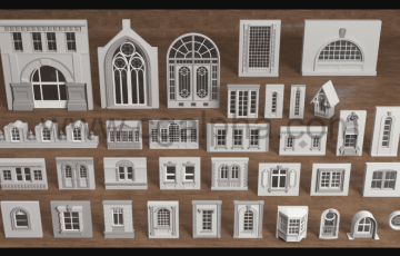 34 种风格化建筑模型系列 Building Facade Collection 3 – 34 pieces