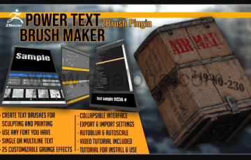 Zbrush插件 – 图案文字投射插件 Power Text Brush Maker ZBrush Plugin