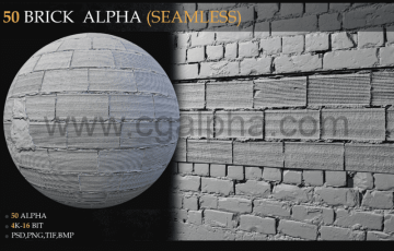 50 个砖纹理无缝贴图50 Brick Alpha (seamless)-VOL 1