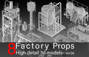 8 个高细节工厂3d 模型 8 Factory Props- High detail 3d models- Vol 08