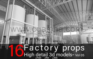 16 个高细节工厂道具3d模型 16 Factory Props-High detail 3d models- Vol 05