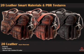20 种皮革纹理智能材质 + PBR 纹理 20 Leather Smart Materials + PBR Textures