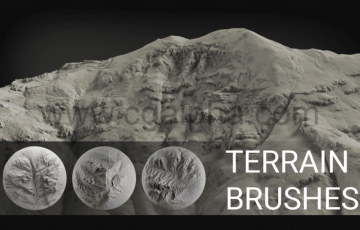 100 种用于 Zbrush 的地形刷包 Terrain Brush Pack for Zbrush