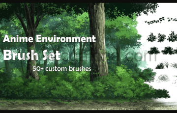 PS笔刷 – 动漫环境画笔套装 Anime Environment Brush Set