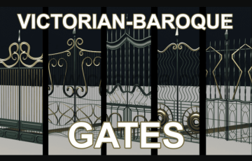 模型资产 – 5种维多利亚巴洛克风格大门 Victorian Baroque Gates