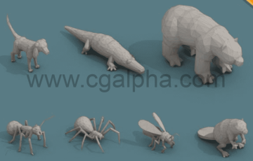 11种风格化动物模型 Low Poly 3d Art Animals Isometric Icon Pack