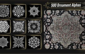 500 个装饰贴图 17k 分辨率  500 Ornament Alphas ( Largest Ornament Library ) 17k Resolution