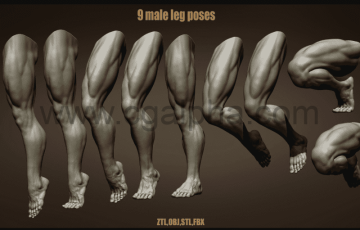 模型资产 – 男性腿部肌肉雕刻模型姿势 9 Male leg poses