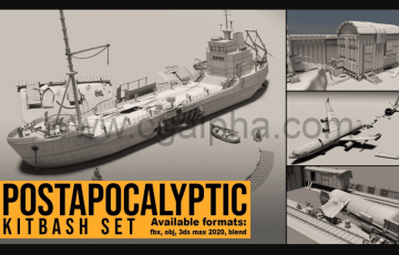 模型资产 – 后世界末日 KITBASH 3D模型 Post Apocalyptic KITBASH Set