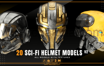 模型资产 – 20 个带有纹理的科幻头盔模型 20 Sci Fi Helmet Models With Textures V2