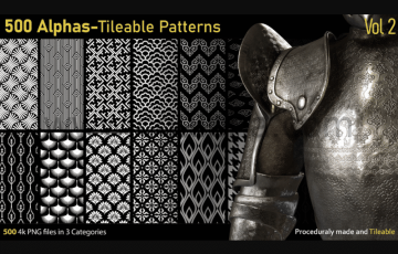 500 种4k花纹贴图图案 500 Alphas-Tileable Patterns-Vol2