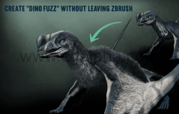 Zbrush笔刷 – 羽毛笔刷 Prehistoric Feathers and Fur IMM Brushes