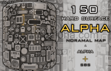 150 种硬表面贴图资产包 hard surface alpha pack