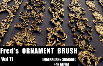 Zbrush笔刷 – 装饰品模型笔刷 Ornament IMMBRUSH+3dModels Vol 11