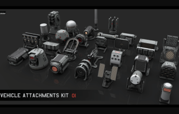 模型资产 – 科幻模型车辆零件模型 Vehicle attachments kit