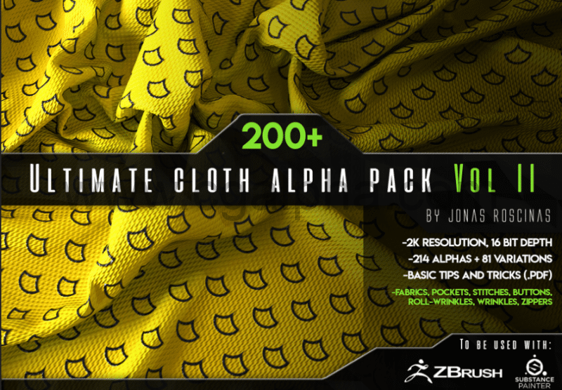 200种布料纹理贴图 Ultimate Cloth Alpha Pack