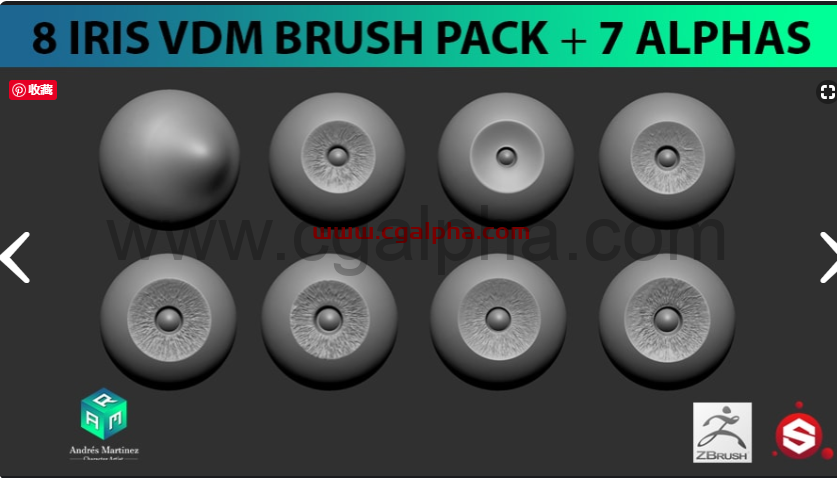 8个Iris VDM笔刷+ 7个Alpha