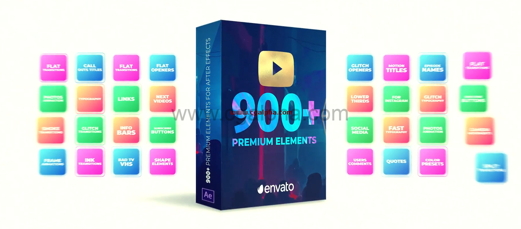 AE模板+PR预设-900+标题排版水墨VHS烟雾无缝过渡预设包