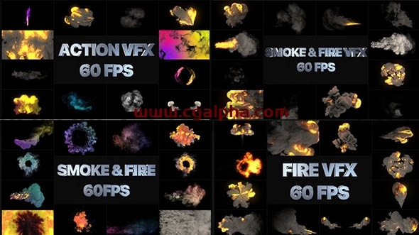 【AE模板】-60组VFX元素系列爆炸烟雾火焰喷射特效4K动画5-9