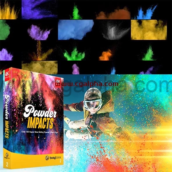 【视频素材】129组4K多彩慢动作粉末冲击特效叠加高清视频素材