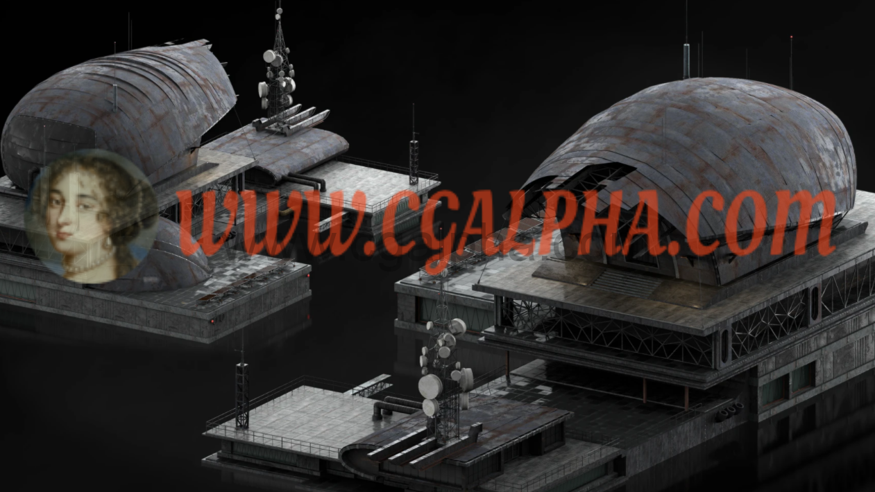 KitBash 3d-未来文明重工业浮动之城完整3D模型
