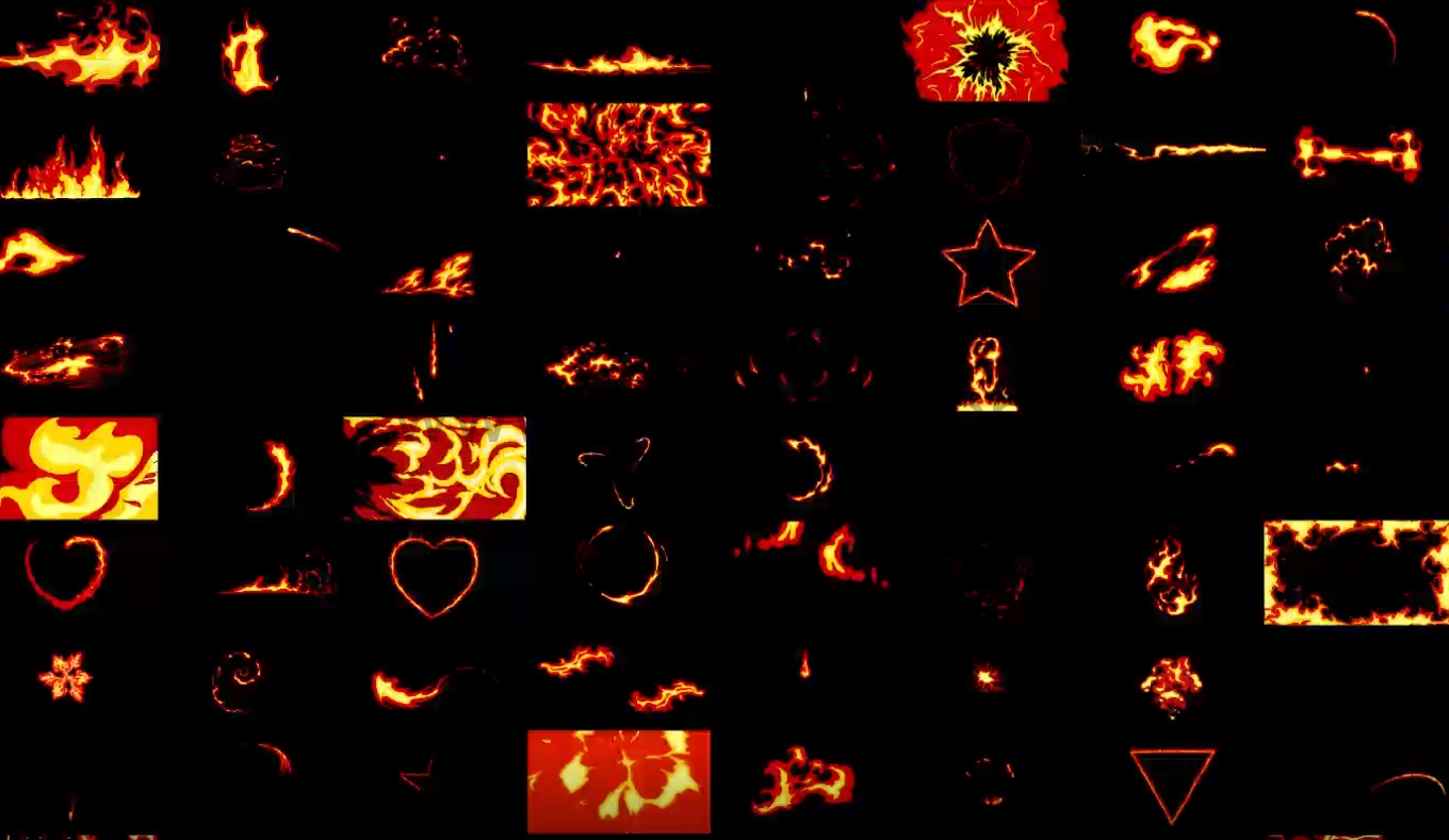 【视频素材】152组4K动漫卡通手绘火焰爆炸烟雾特效合成视频素材