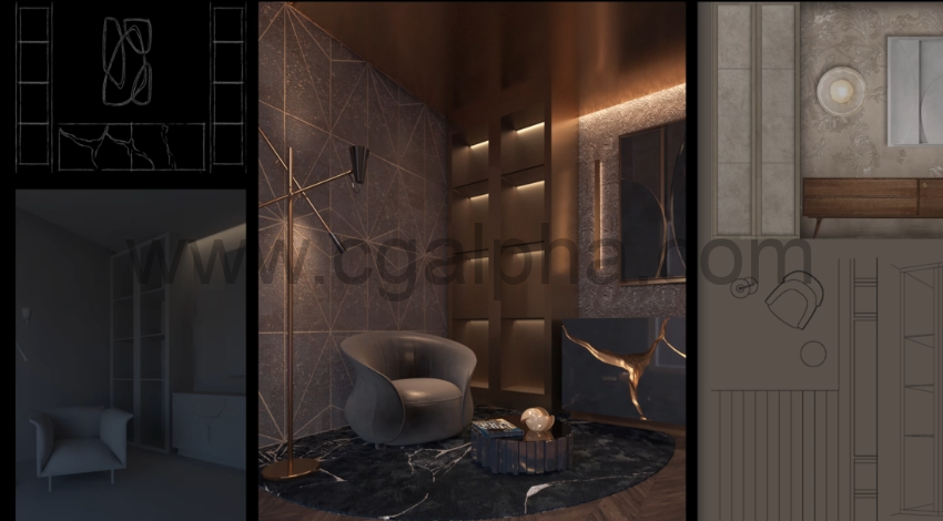 室内设计全流程: AutoCAD, SketchUp, Photoshop, 3ds Max & V-Ray