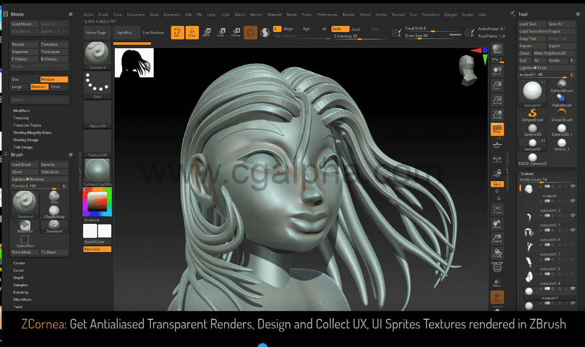 ZBrush插件-渲染抗锯齿插件ZCornea Pro for ZBrush for 2018-2021