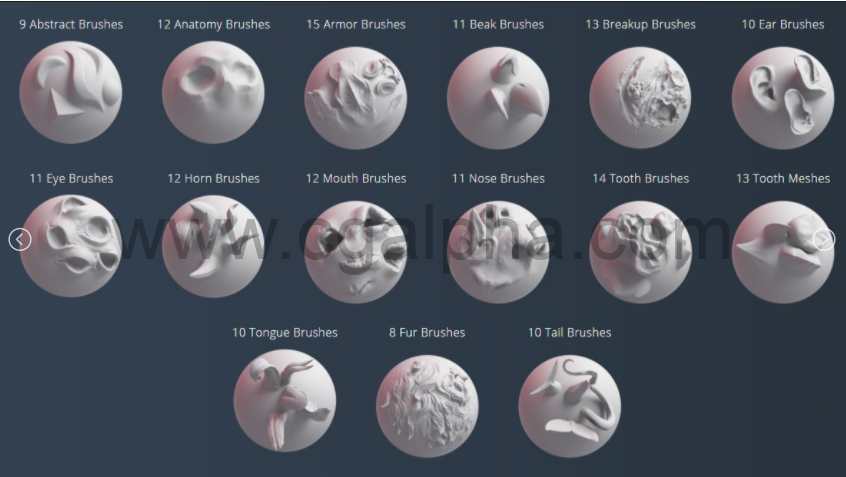 Zbrush插件-生物笔刷预设工具包
