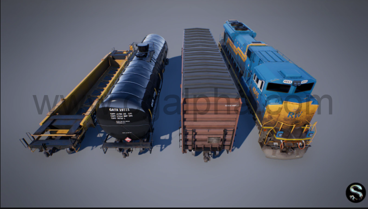 【UE4】火车车厢资产素材 Train Pack