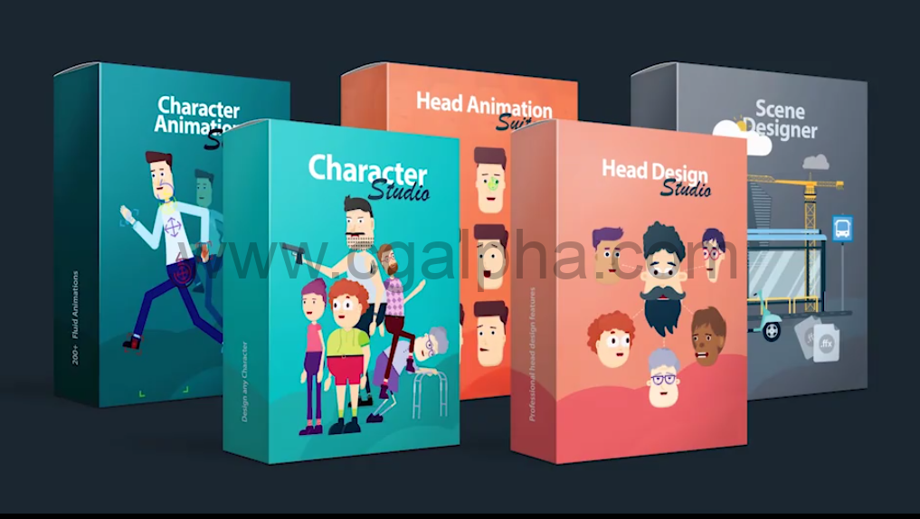 AE模板-4K卡通人物角色绑定口型动作MG动画工具包V2