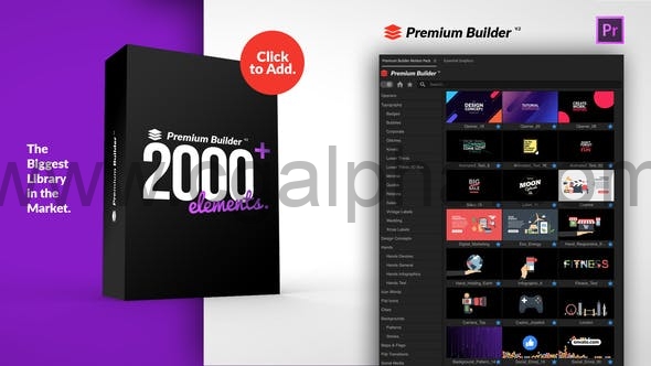 PR脚本-2000组MG图形文字标题排版图标字幕条背景动画预设